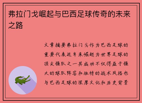 弗拉门戈崛起与巴西足球传奇的未来之路